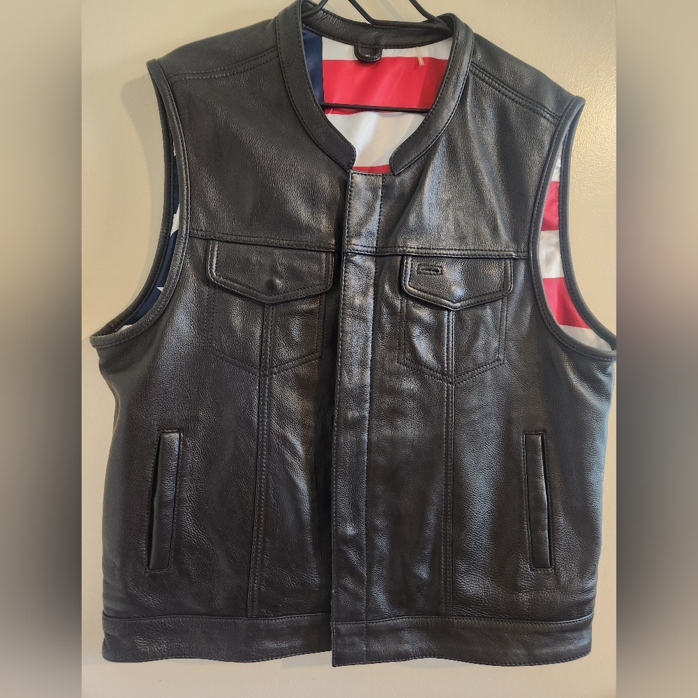 Men's Black Leather Vest
